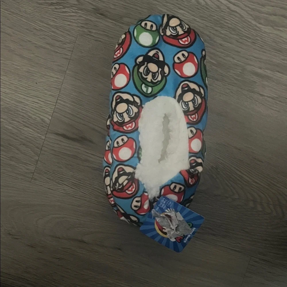 Cozy Mario Character Blue Kids slipper socks